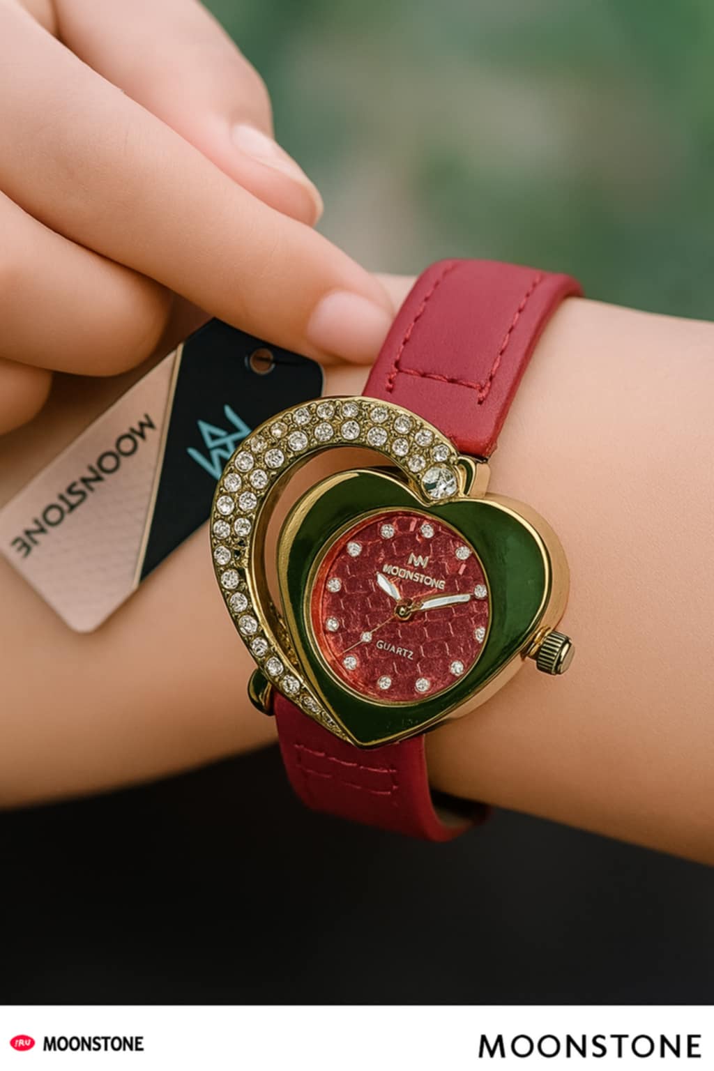 Moonstone Heart & Crescent Designer Watch