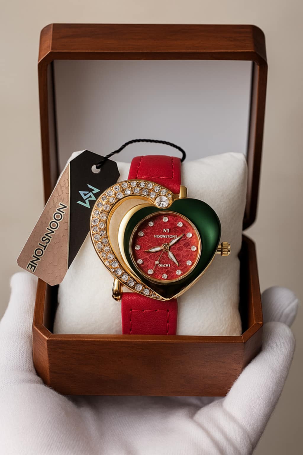 Moonstone Heart & Crescent Designer Watch