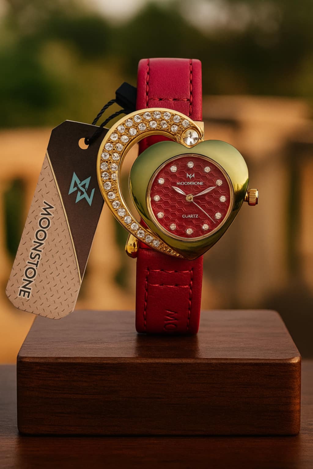 Moonstone Heart & Crescent Designer Watch
