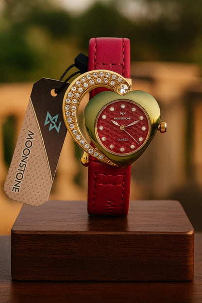 Moonstone Heart & Crescent Designer Watch