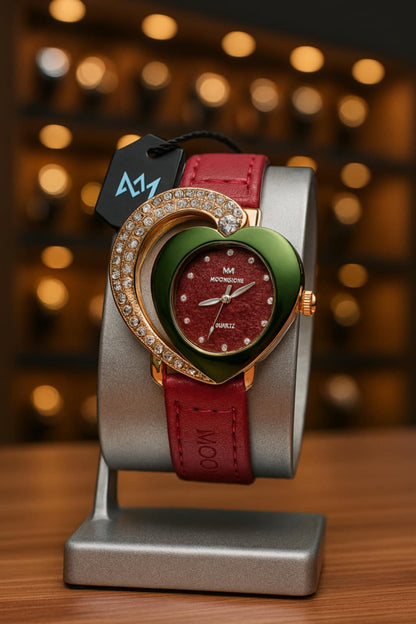 Moonstone Heart & Crescent Designer Watch